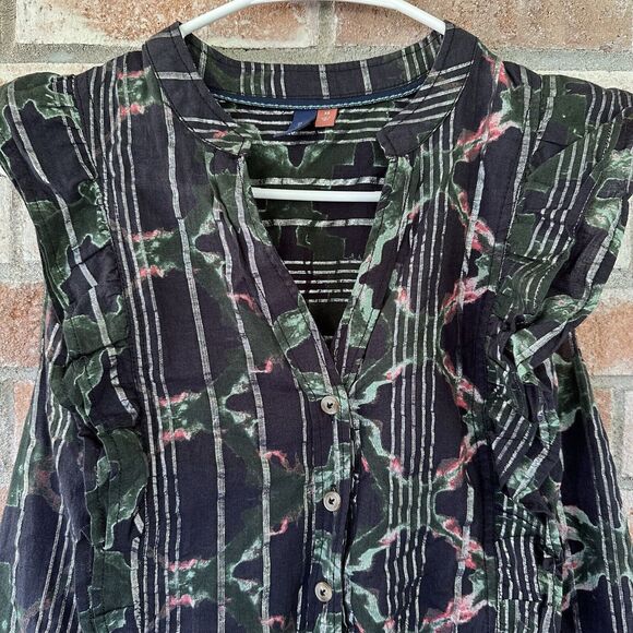 Pilcro Anthropologie Button Down Sleeveless Ruffle Blouse XS - Picture 5 of 10